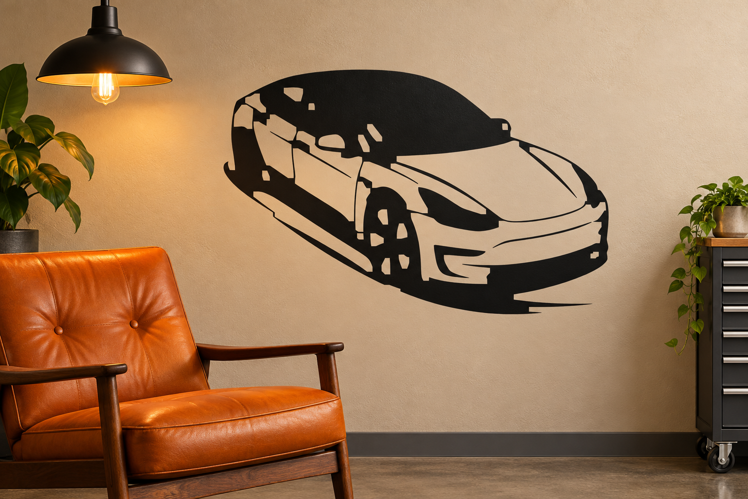 TeslaCX025 — Model 3 Garage Art; illustrative application of the exact PDF artwork