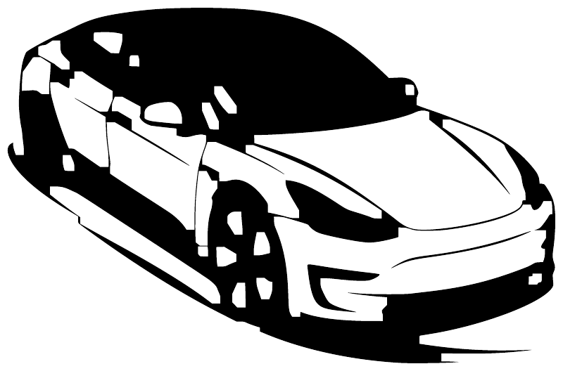 TeslaCX025 — Model 3 Garage Art ; preview rendered from the saved vector PDF