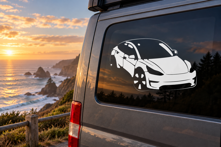 TeslaCX026 — Model Y Garage Art; illustrative application of the exact PDF artwork