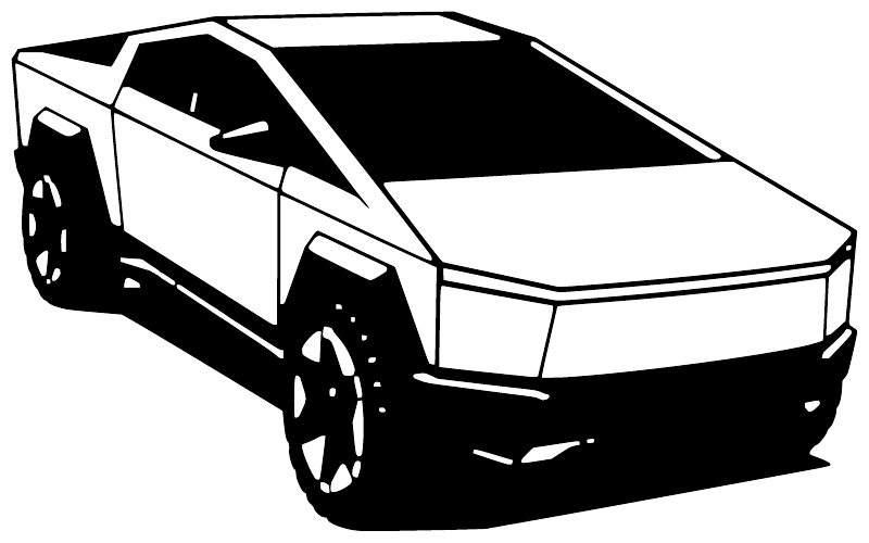 TeslaCX029 — Cybertruck Garage Art ; preview rendered from the saved vector PDF