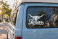 Texas longhorn and Lone Star vinyl decal on car window