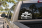 Texas cowboy hat horizon vinyl decal on car window: cowboy hat, trees, fence, sun