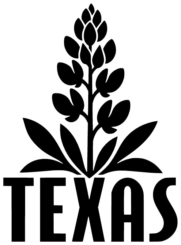 Black floral sprig vinyl decal above TEXAS text, bold cutout design