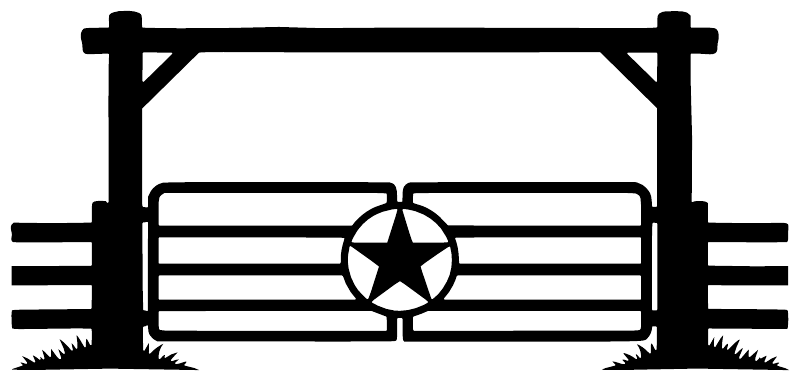 Texas ranch gate vinyl decal graphic with star center and fence lines