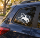 Texas bucking horse vinyl decal with white outline on car rear window