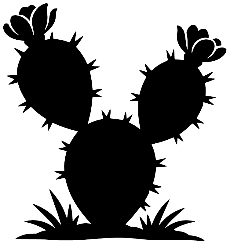 Texas prickly pear vinyl decal silhouette of three cacti with flowers
