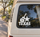 White vinyl guitar star decal with TEXAS lettering for car windows