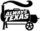 Black-and-white vinyl Texas home decal with cart, star wheel, and “ALWAYS TEXAS”