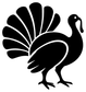 Black turkey vinyl decal with white feather detailing, cutout silhouette