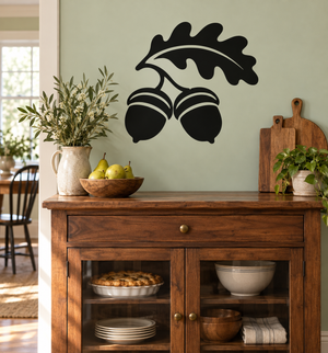 Black vinyl oak leaf and acorn wall decal