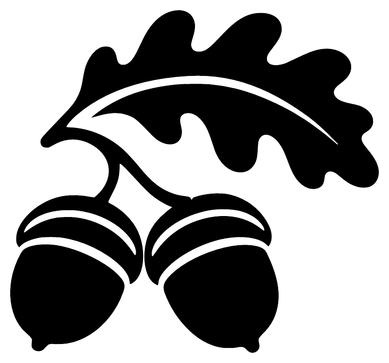 Black oak leaf and acorn vinyl decal, close-up