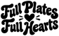 Vinyl decal close-up: black 'Full Plates Full Hearts' lettering with heart