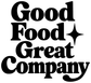 Close-up of black vinyl decal text Good Food Great Company with star