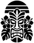 Vinyl totem decal featuring black tiki face with floral accents