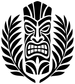 Tiki palm mask vinyl decal, bold black-and-white face with palm leaves