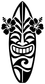 White surf tiki vinyl decal: black surfboard face with floral accents