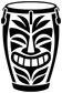 Close-up tiki mask drum graphic vinyl decal in black and white