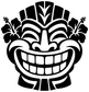 Black and white tiki grin vinyl decal with patterned smiling face