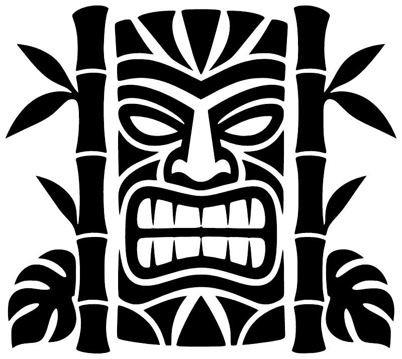 Black and white tiki face bamboo vinyl decal