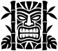 Black and white tiki face bamboo vinyl decal