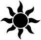 Tiki sunburst vinyl decal, black sun with white outline and curved rays