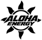 Black and white vinyl decal featuring "ALOHA ENERGY" on a sunburst