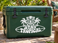 Tropical vinyl decal: white tiki and “Stay Tropical” text