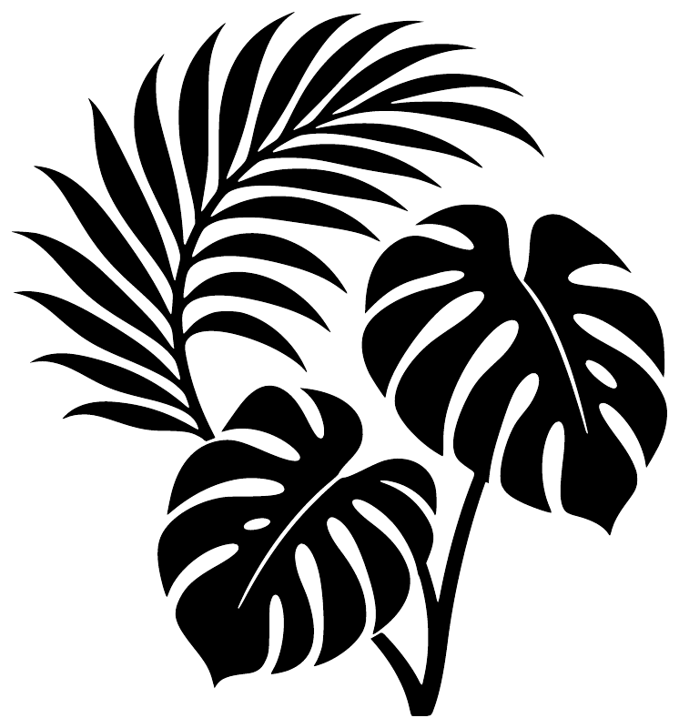 Black palm leaf vinyl decal with tropical foliage silhouette