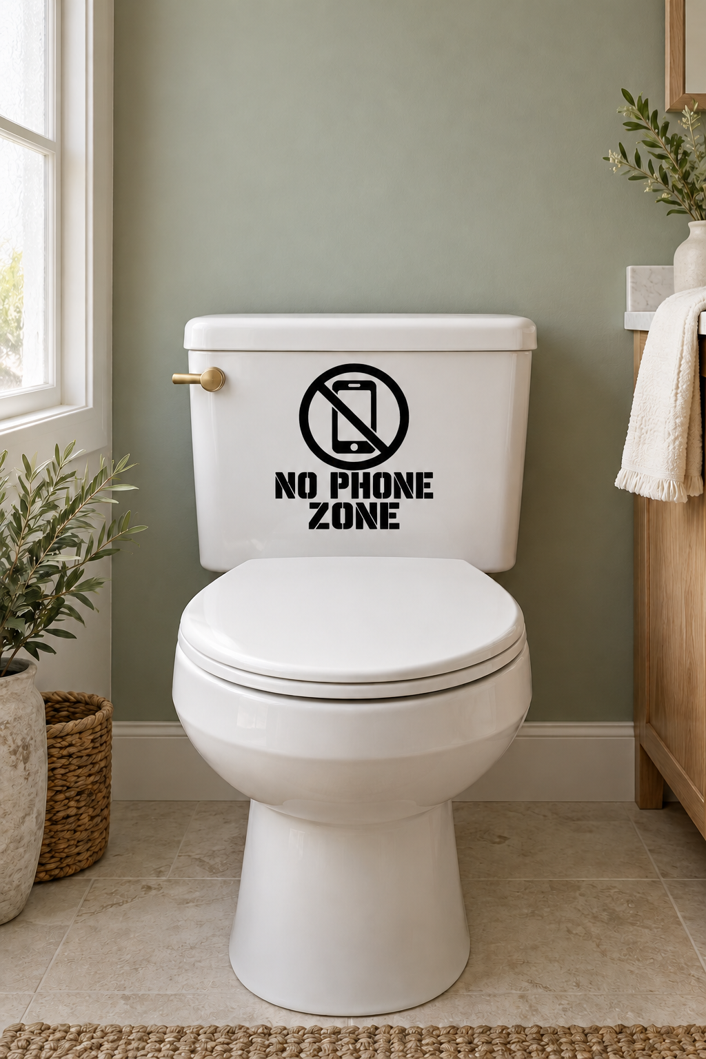 Black phone-slash No Phone Zone vinyl decal with bold 'NO PHONE ZONE' text