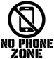 No phone zone vinyl decal close-up with black circular phone-slash icon and NO PHONE ZONE letters