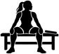 Trackside bench track athlete vinyl decal: black silhouette of woman seated on bench