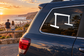 Track and Field hurdle vinyl decal, white hurdle icon on a car window