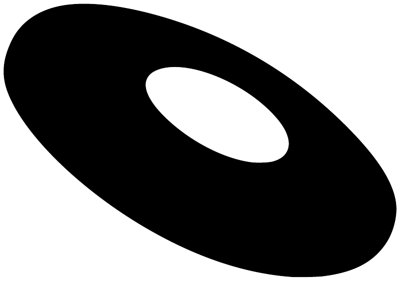 Vinyl discus badge decal: black oval with white inner cutout