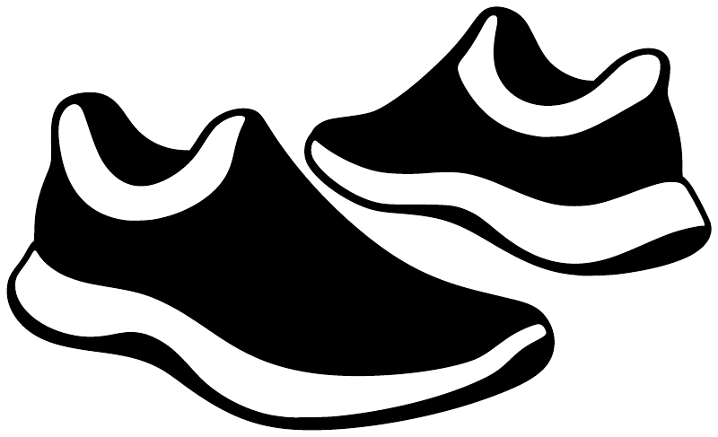 Track shoe pair vinyl decal showing two black shoes with white outlines
