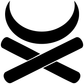 Track and field vinyl decal close-up: black moon and crossed baton symbol.