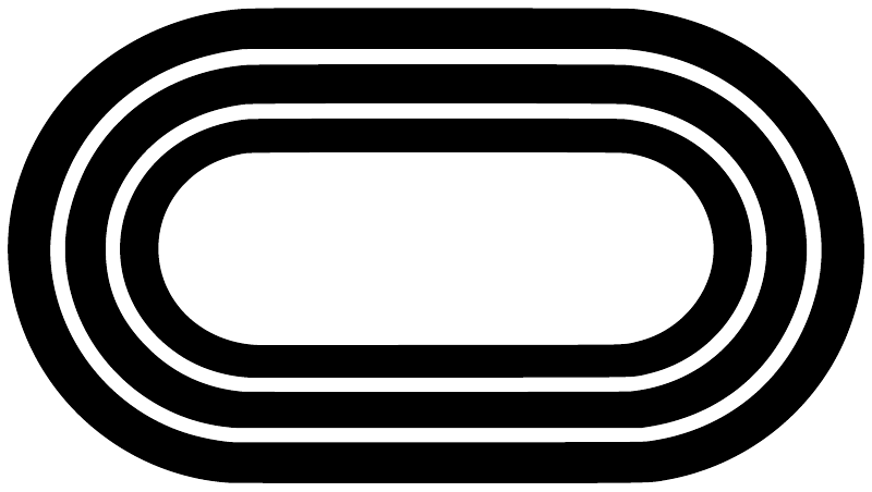 Oval track vinyl decal, black outer border with white concentric lines