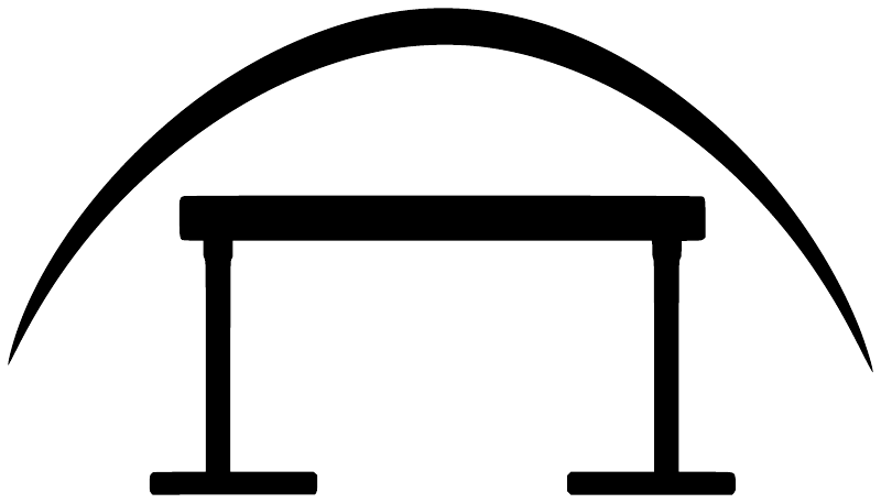 Vinyl decal graphic: arched bar with two vertical hurdle posts