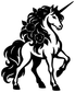 Black unicorn vinyl emblem decal with flowered rose mane and horn