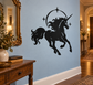 Galloping unicorn vinyl decal with star halo, black silhouette