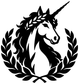 Unicorn face vinyl decal with laurel wreath, black outline silhouette
