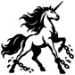 Black unicorn vinyl decal with flying pose and broken chain links, isolated