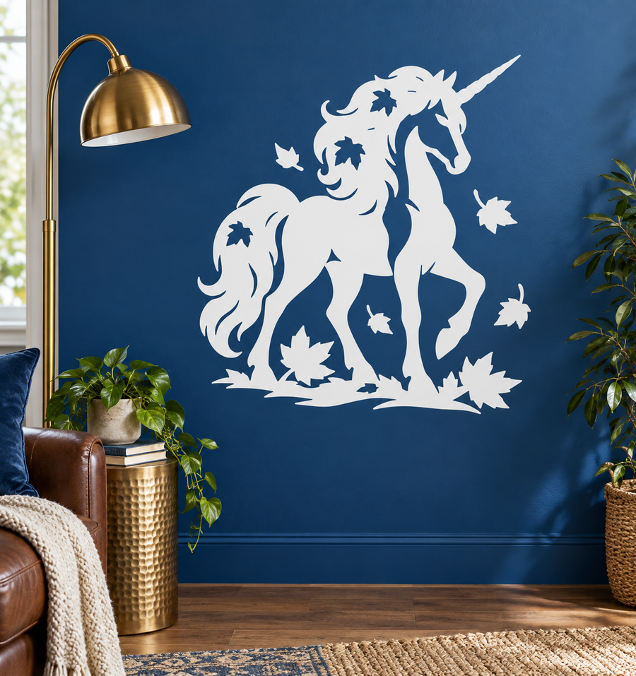 UnicornCX021 — Autumn Leaf Unicorn; illustrative application of the exact PDF artwork