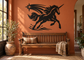 Comet tail charging unicorn vinyl decal with black silhouette and starburst — UnicornCX023