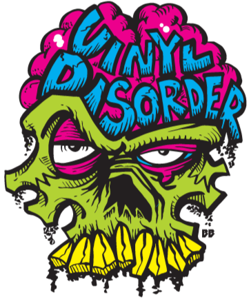 Graffiti-style premium gloss sticker with colorful monster face, blue pink green