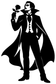 Black vampire gentleman vinyl decal silhouette with long flowing cape