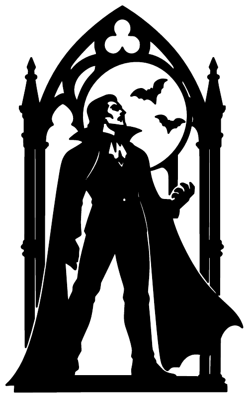 VampireCX006 — Gothic Window Silhouette ; preview rendered from the saved vector PDF