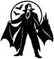 Black vampire vinyl decal with circular emblem, cape, bats, and profile