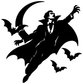 Bat-flight vampire vinyl decal graphic with black silhouette and small bats