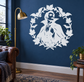 Autumn vampire wreath vinyl decal with bat wings and leaf frame