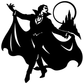 Black vampire vinyl wall decal silhouette with flowing cape and halo circle